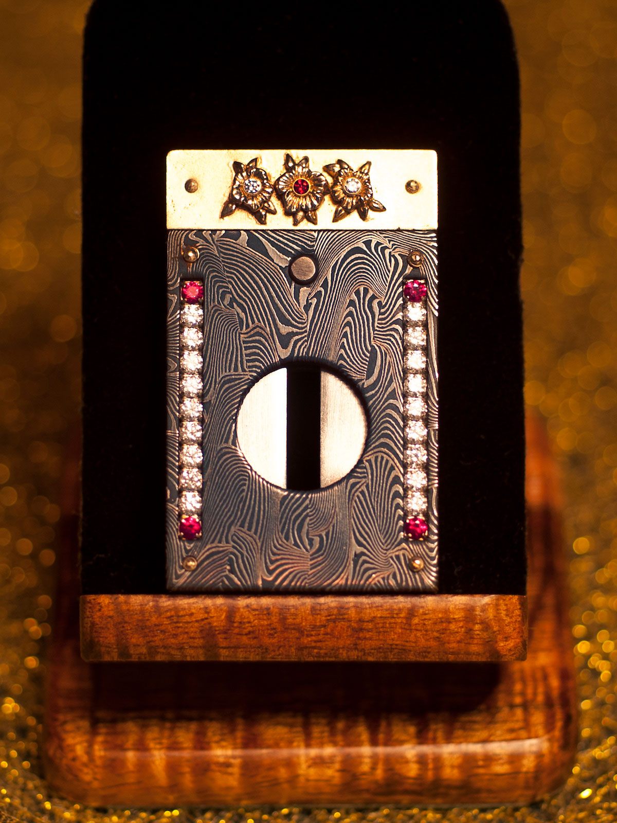 Mosaic Cigar Cutter with Rubies by Paramount Cutters